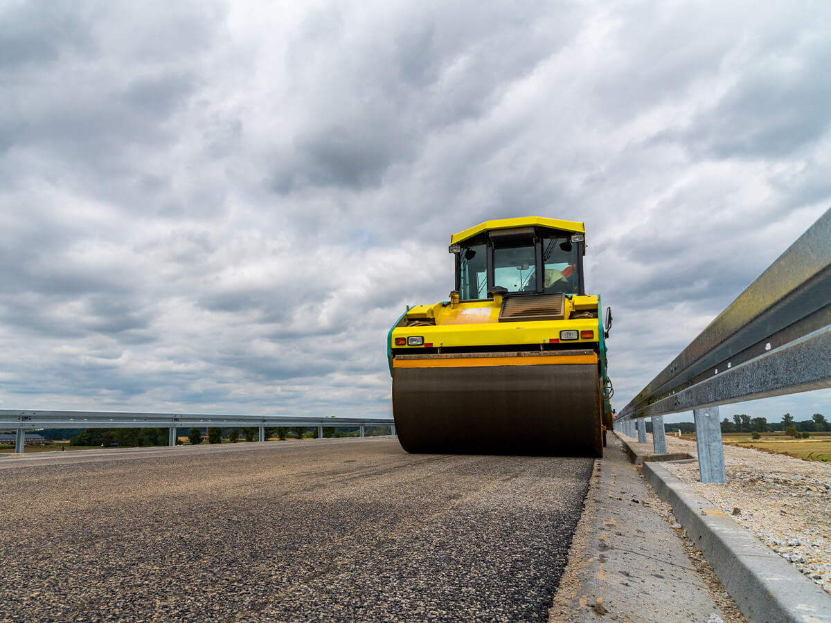 Asphalt paving crew working on a pavement project